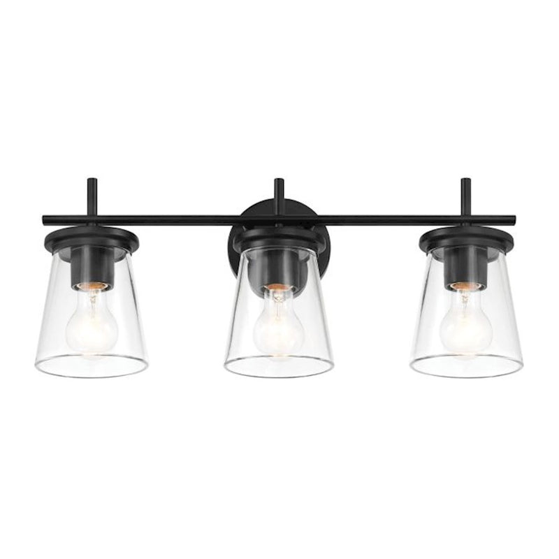 Craftmade Connell 3 Light Vanity, Black/Clear
