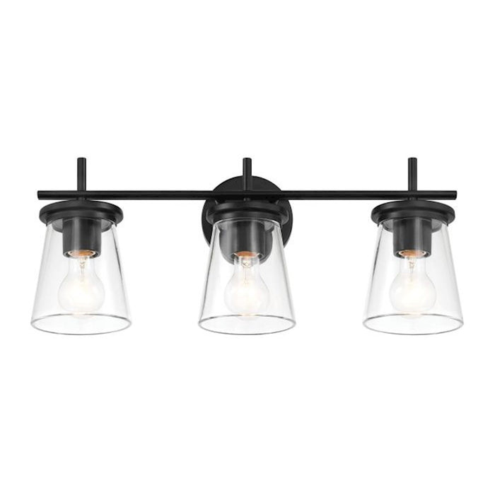 Craftmade Connell 3 Light Vanity, Black/Clear