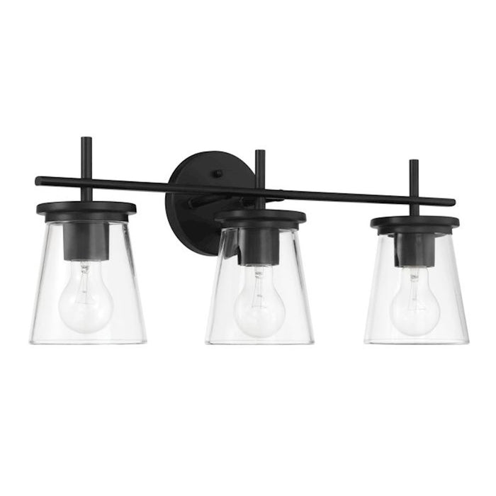 Craftmade Connell 3 Light Vanity, Black/Clear