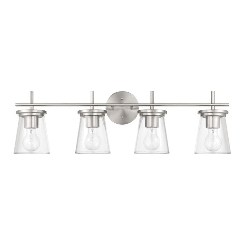 Craftmade Connell 4 Light Vanity, Nickel/Clear