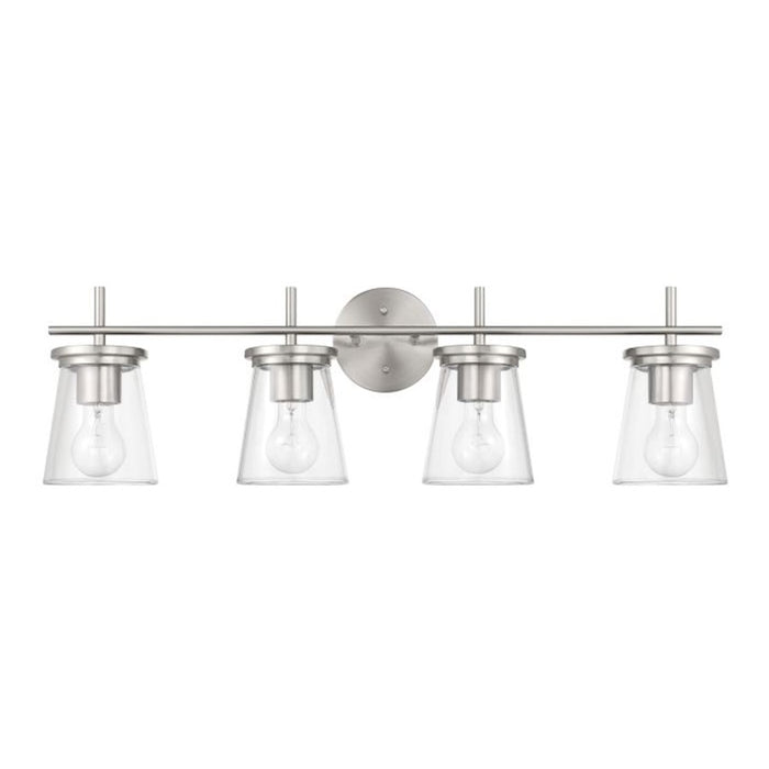 Craftmade Connell 4 Light Vanity, Nickel/Clear - 60404-BNK