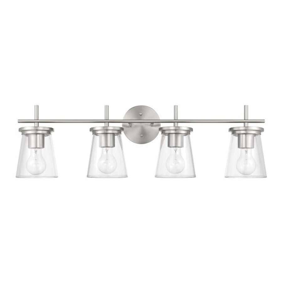 Craftmade Connell 4 Light Vanity, Nickel/Clear - 60404-BNK