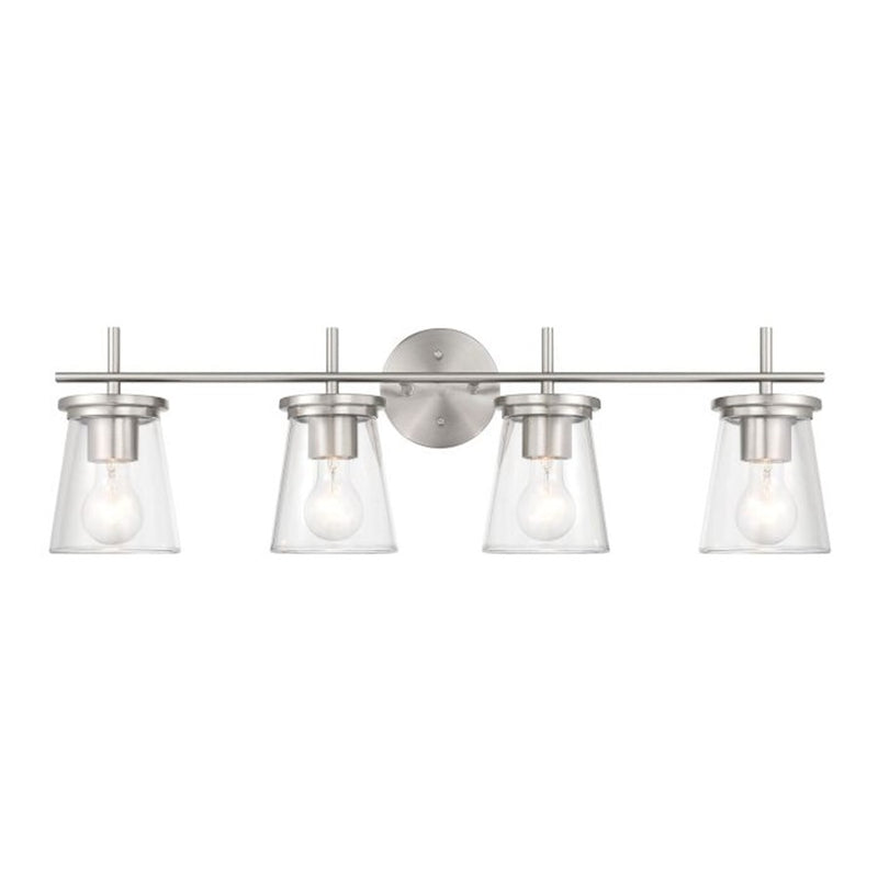 Craftmade Connell 4 Light Vanity, Nickel/Clear