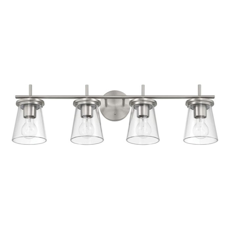 Craftmade Connell 4 Light Vanity, Nickel/Clear