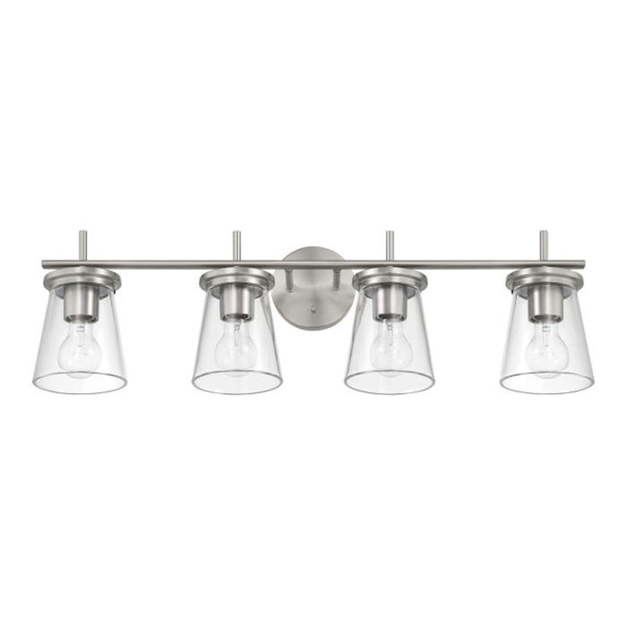 Craftmade Connell 4 Light Vanity, Nickel/Clear