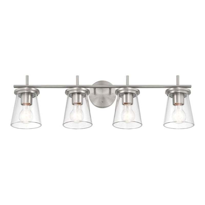 Craftmade Connell 4 Light Vanity, Nickel/Clear
