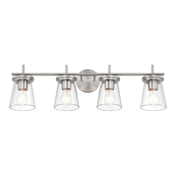 Craftmade Connell 4 Light Vanity, Nickel/Clear