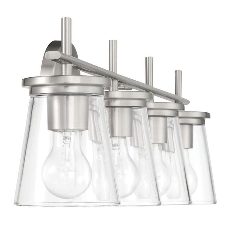 Craftmade Connell 4 Light Vanity, Nickel/Clear