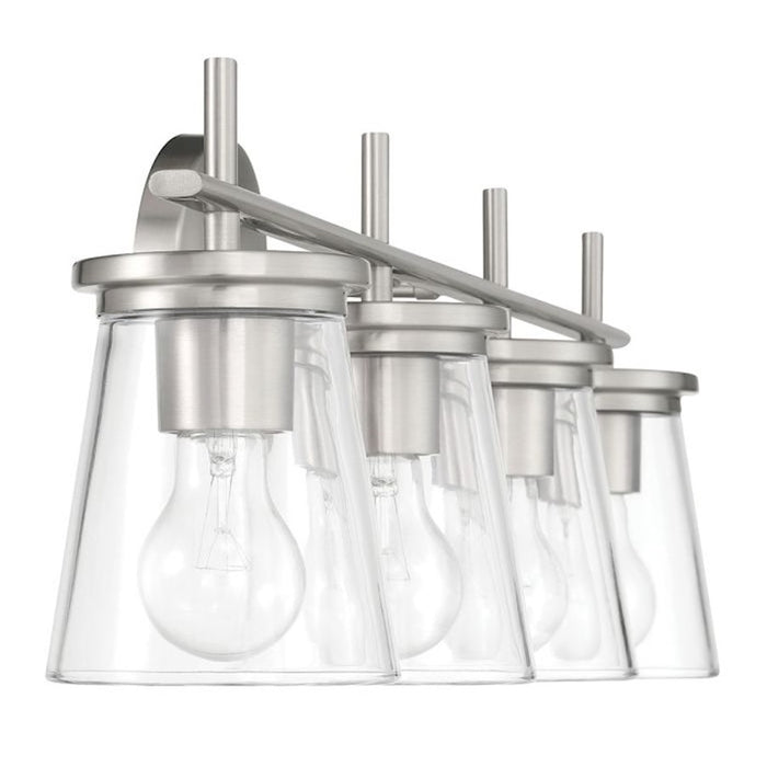 Craftmade Connell 4 Light Vanity, Nickel/Clear