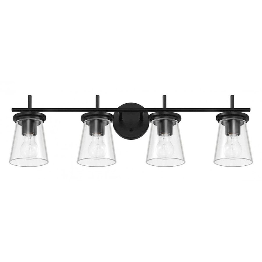 Craftmade Connell 4 Light Vanity, Black/Clear - 60404-FB