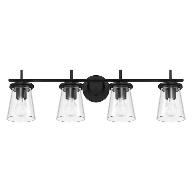 Craftmade Connell 4 Light Vanity, Black/Clear