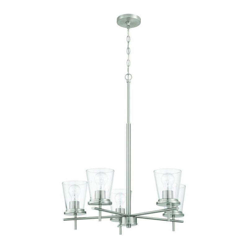 Craftmade Connell 5 Light Chandelier, Nickel/Clear
