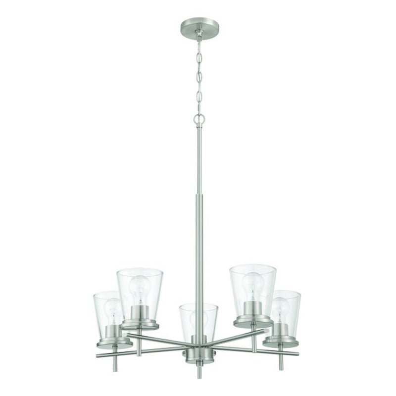 Craftmade Connell 5 Light Chandelier, Nickel/Clear