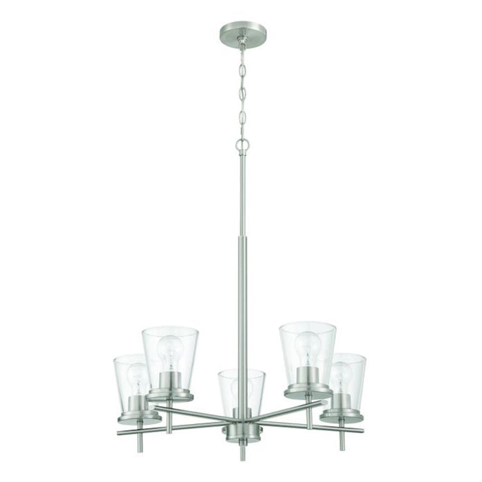 Craftmade Connell 5 Light Chandelier, Nickel/Clear