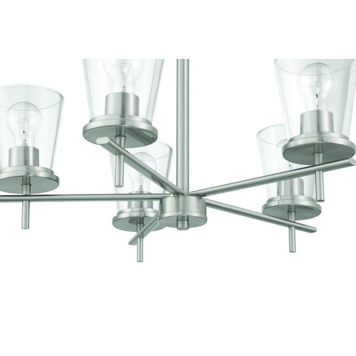 Craftmade Connell 5 Light Chandelier, Nickel/Clear