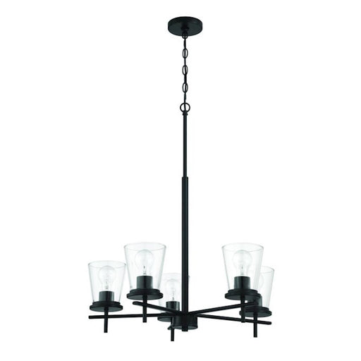 Craftmade Connell 5 Light Chandelier, Black/Clear - 60425-FB