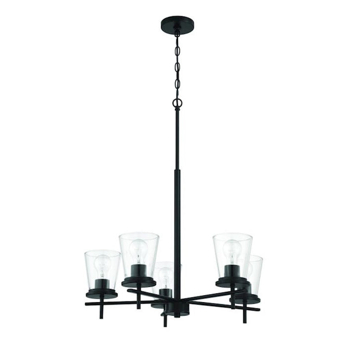 Craftmade Connell 5 Light Chandelier, Black/Clear - 60425-FB