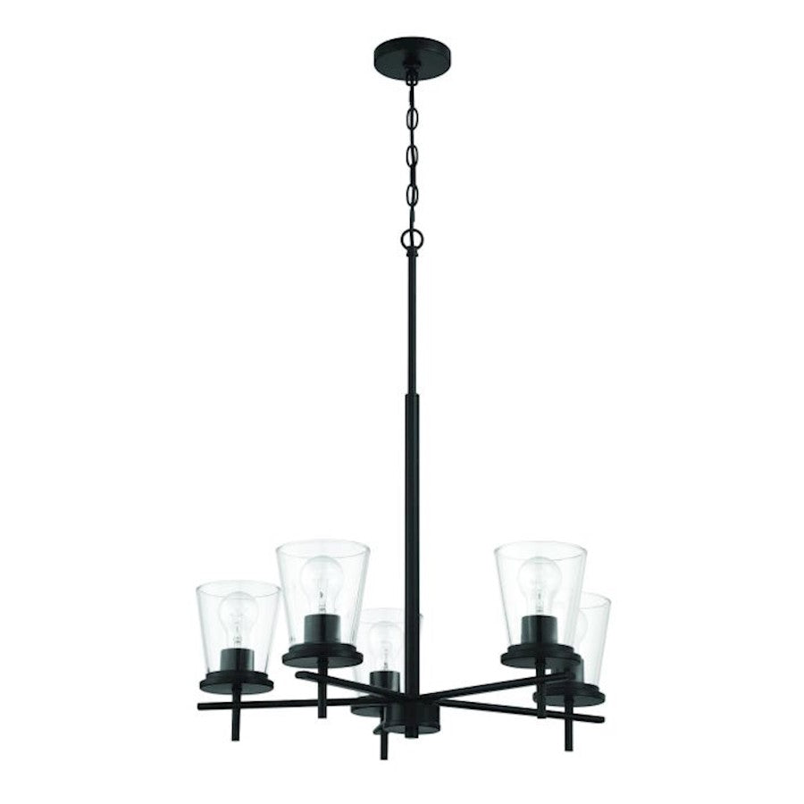 Craftmade Connell 5 Light Chandelier, Black/Clear - 60425-FB