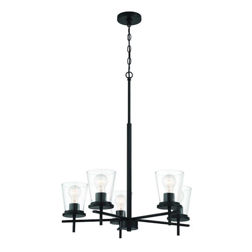 Craftmade Connell 5 Light Chandelier, Black/Clear