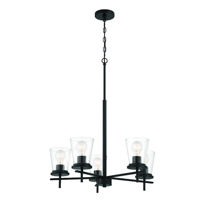 Craftmade Connell 5 Light Chandelier, Black/Clear