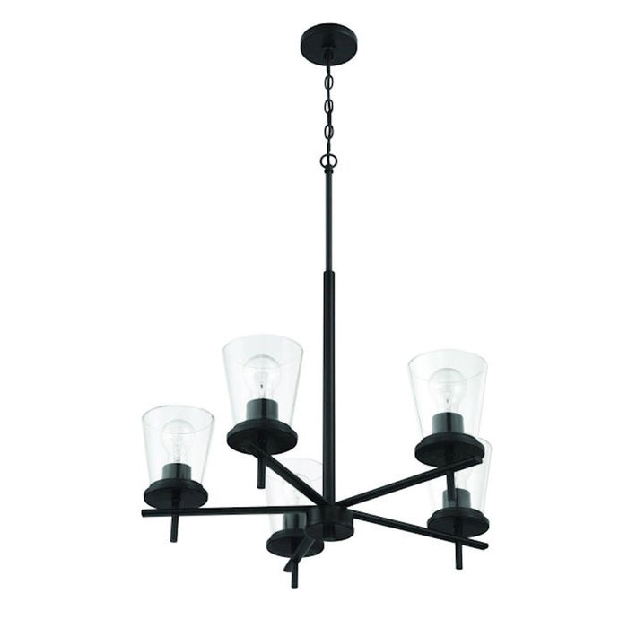 Craftmade Connell 5 Light Chandelier, Black/Clear
