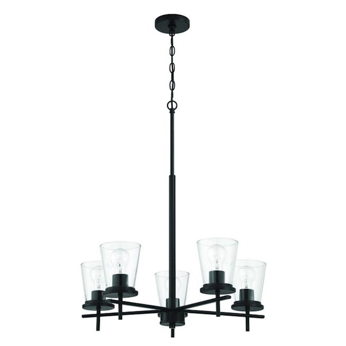 Craftmade Connell 5 Light Chandelier, Black/Clear