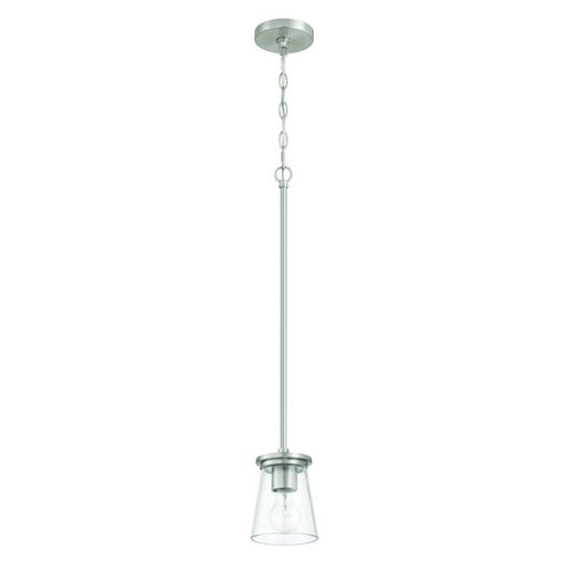 Craftmade Connell 1 Light Mini Pendant, Nickel/Clear - 60491-BNK