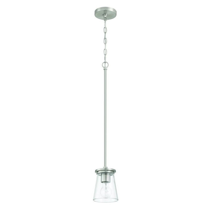 Craftmade Connell 1 Light Mini Pendant, Nickel/Clear - 60491-BNK
