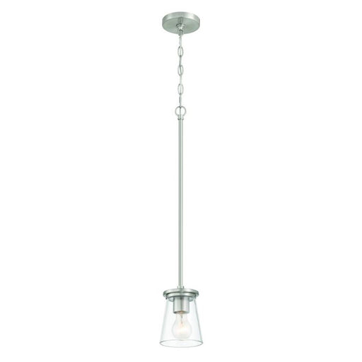 Craftmade Connell 1 Light Mini Pendant, Nickel/Clear