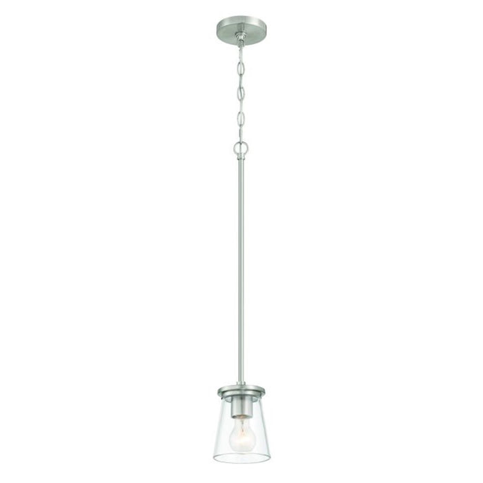 Craftmade Connell 1 Light Mini Pendant, Nickel/Clear