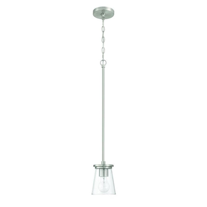 Craftmade Connell 1 Light Mini Pendant, Nickel/Clear
