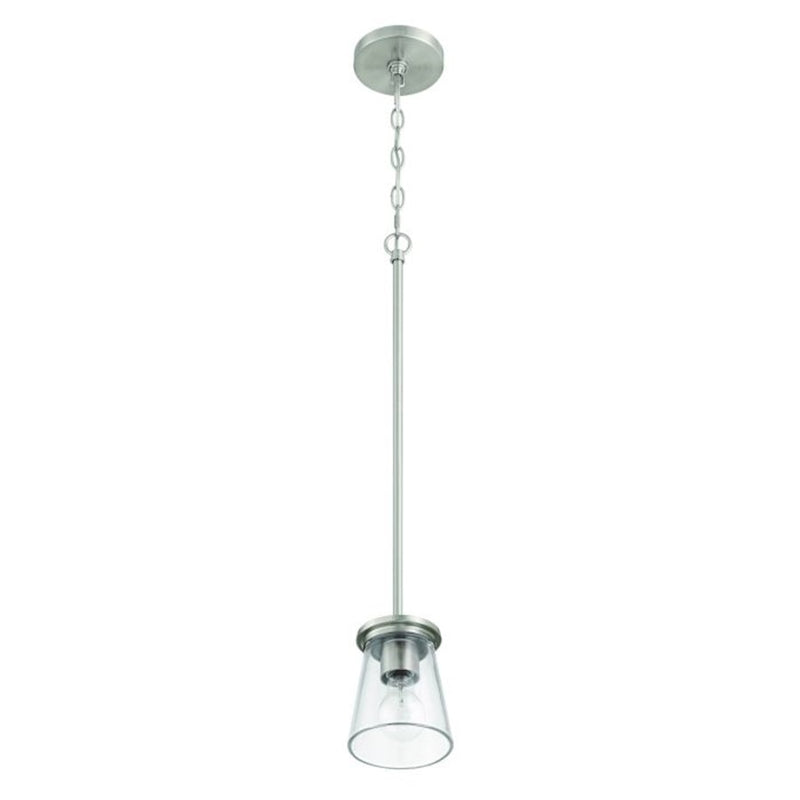Craftmade Connell 1 Light Mini Pendant, Nickel/Clear