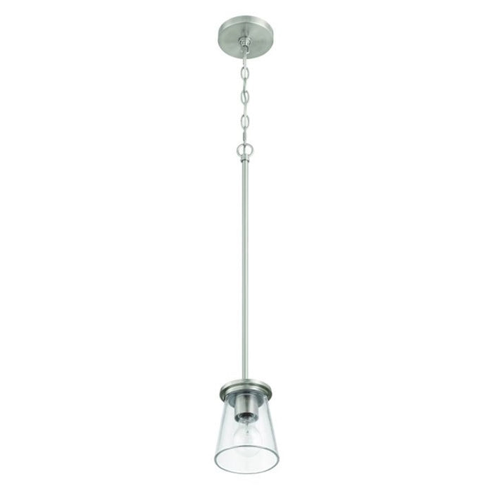 Craftmade Connell 1 Light Mini Pendant, Nickel/Clear