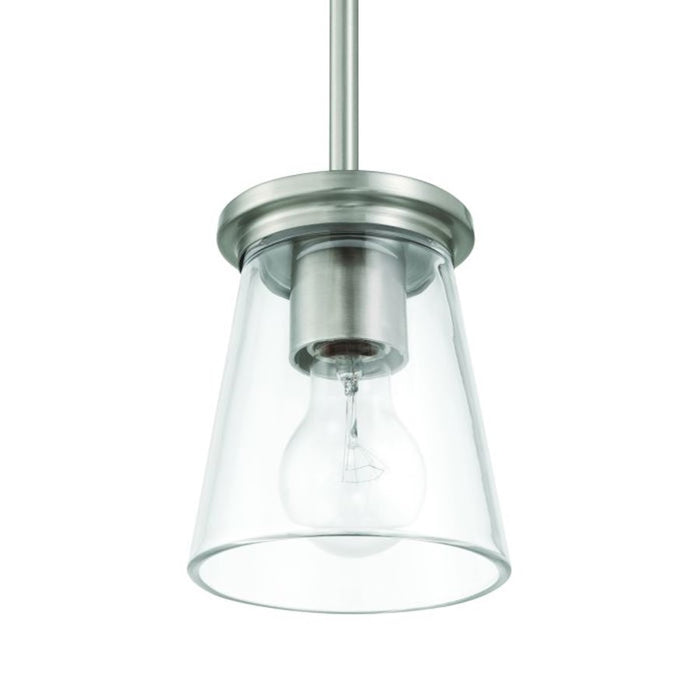 Craftmade Connell 1 Light Mini Pendant, Nickel/Clear