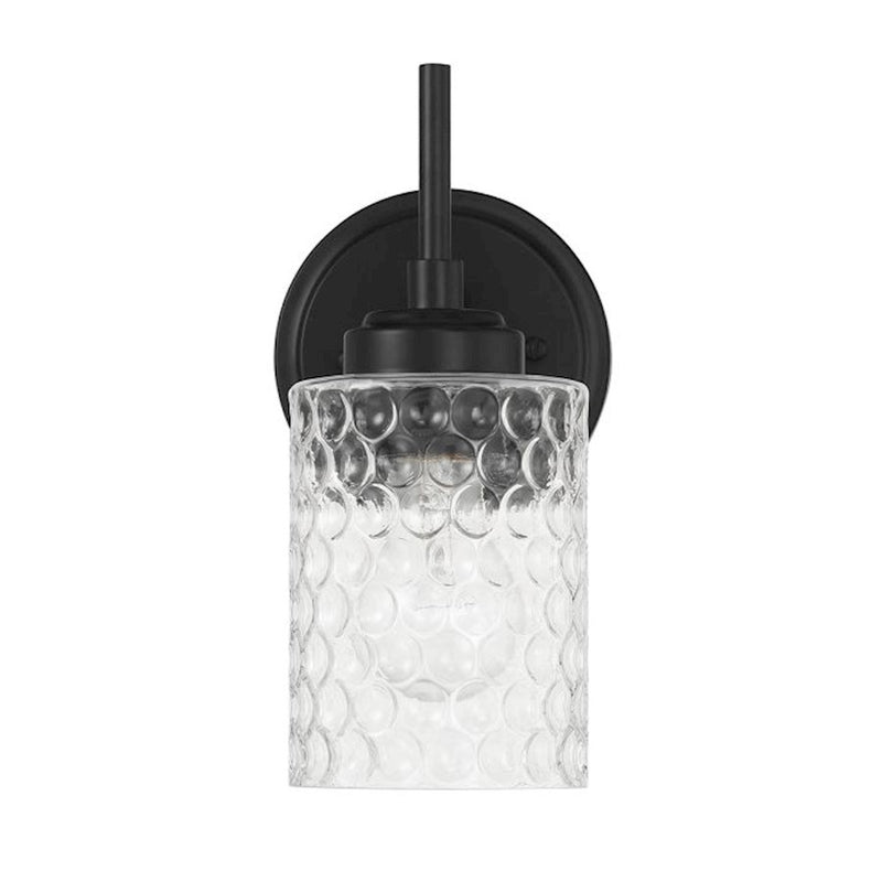 Craftmade Claire 1 Light Wall Sconce, Black/Clear Bubble