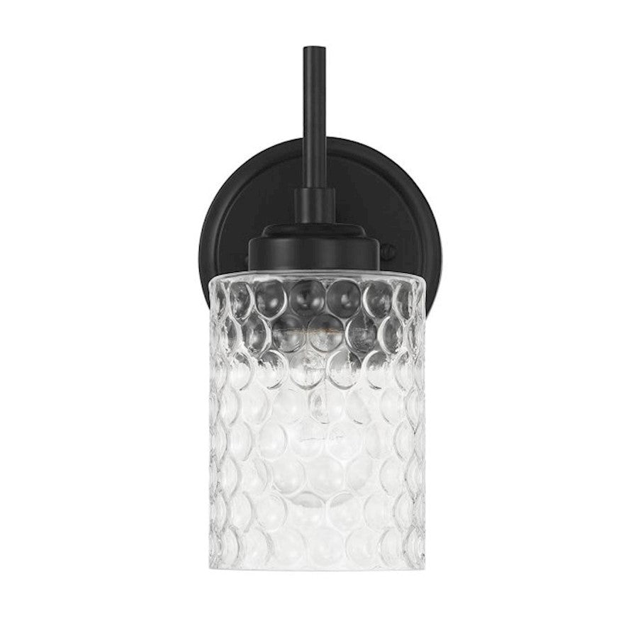 Craftmade Claire 1 Light Wall Sconce, Black/Clear Bubble - 60501-FB