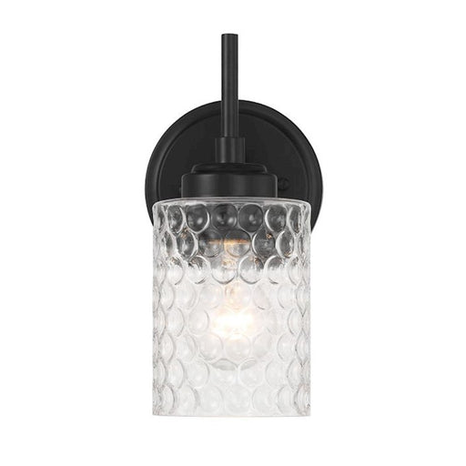 Craftmade Claire 1 Light Wall Sconce, Black/Clear Bubble