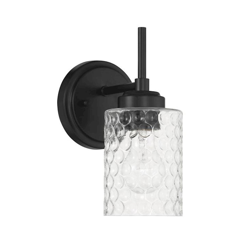 Craftmade Claire 1 Light Wall Sconce, Black/Clear Bubble