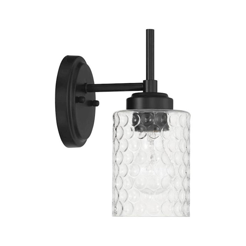 Craftmade Claire 1 Light Wall Sconce, Black/Clear Bubble