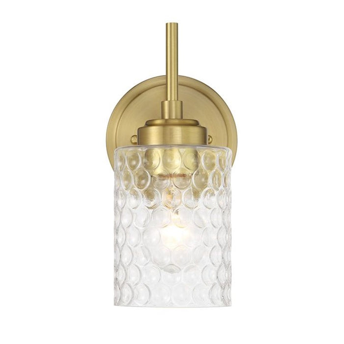 Craftmade Claire 1 Light Wall Sconce, Brass/Clear Bubble