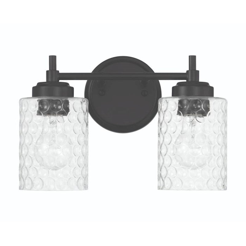 Craftmade Claire 2 Light Vanity, Black/Clear Bubble