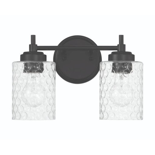 Craftmade Claire 2 Light Vanity, Black/Clear Bubble - 60502-FB