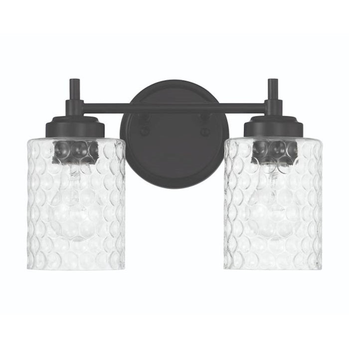 Craftmade Claire 2 Light Vanity, Black/Clear Bubble - 60502-FB