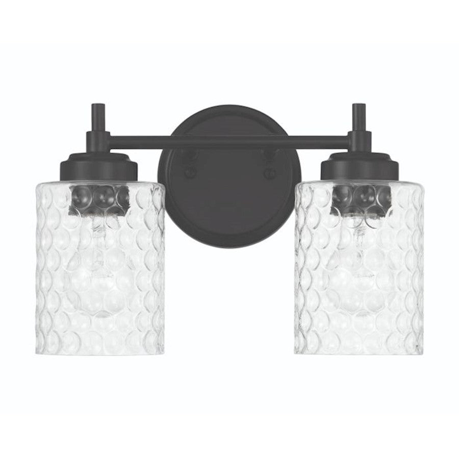 Craftmade Claire 2 Light Vanity, Black/Clear Bubble - 60502-FB