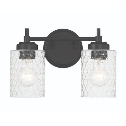 Craftmade Claire 2 Light Vanity, Black/Clear Bubble