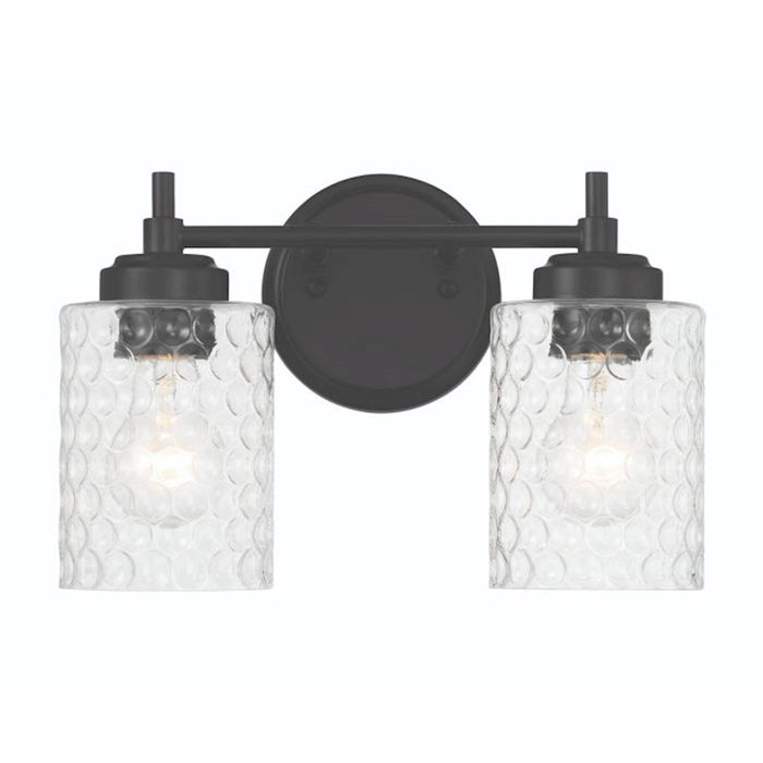Craftmade Claire 2 Light Vanity, Black/Clear Bubble