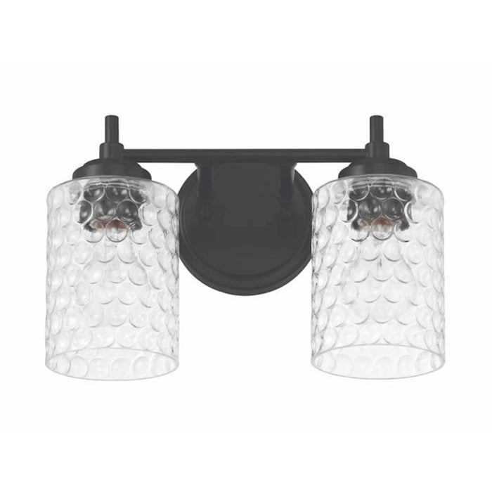 Craftmade Claire 2 Light Vanity, Black/Clear Bubble