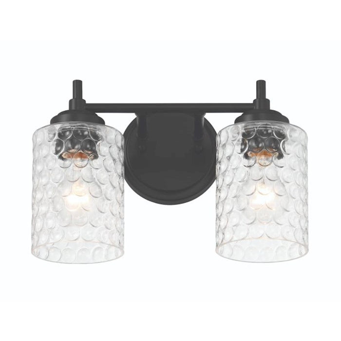 Craftmade Claire 2 Light Vanity, Black/Clear Bubble