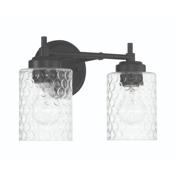 Craftmade Claire 2 Light Vanity, Black/Clear Bubble