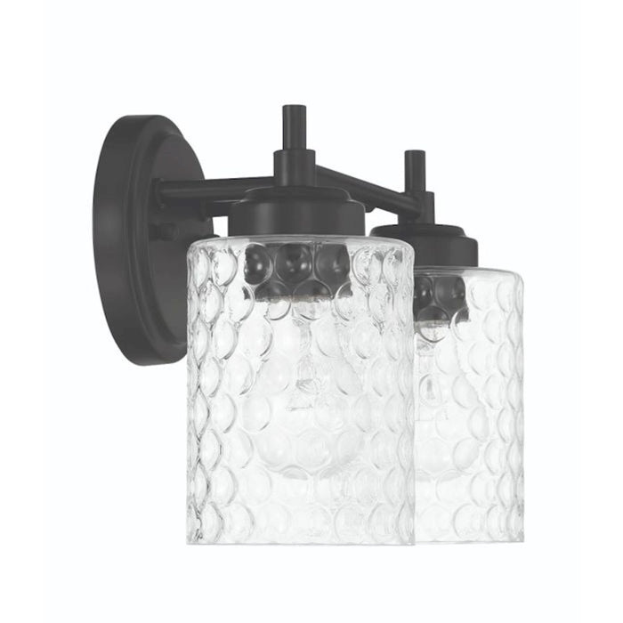 Craftmade Claire 2 Light Vanity, Black/Clear Bubble